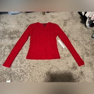 Aqua Vibrant Red Lace Top